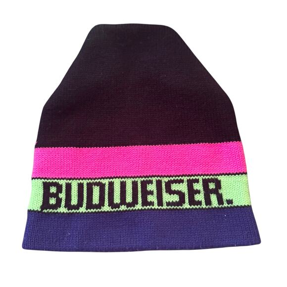 Vtg Official Anheuser-Busch Made in the USA Neon Budweiser Ski Snowboard Hat - Picture 2 of 4